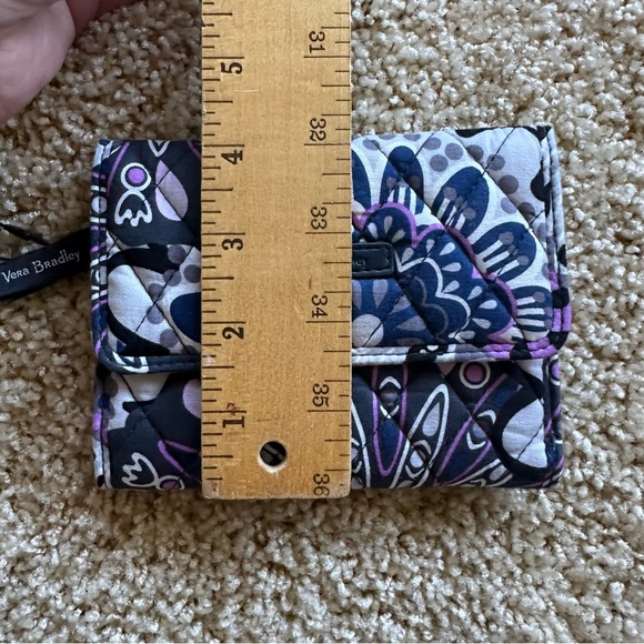 Vera Bradley Euro Wallet in Mimosa Medallion Black and Purple Patterned Wallet - Picture 6 of 7